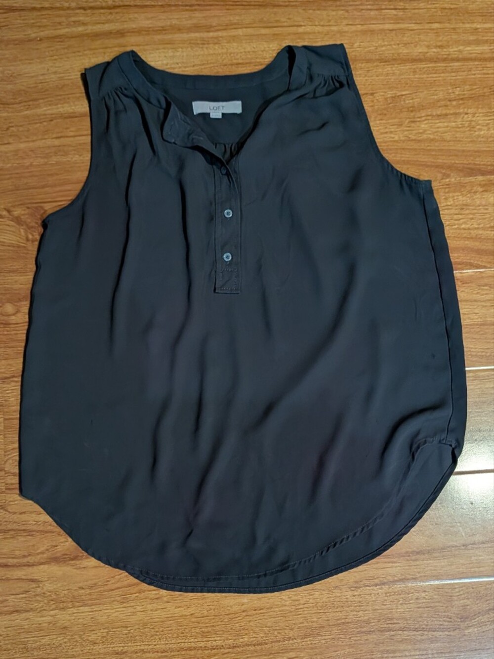 LOFT Black Sleeveless Henley Camisole